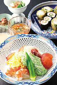 「しあわせ野菜畑の有機オクラ」のとろろそうめん