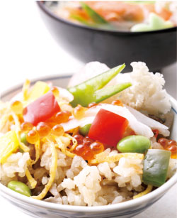 初秋に向けてのホホホタケ彩り炊き込みご飯